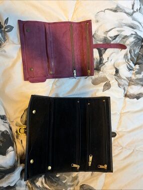 ACE England Purple Suede Leather Travel Jewelry Carrier + LargerFreebie Organize